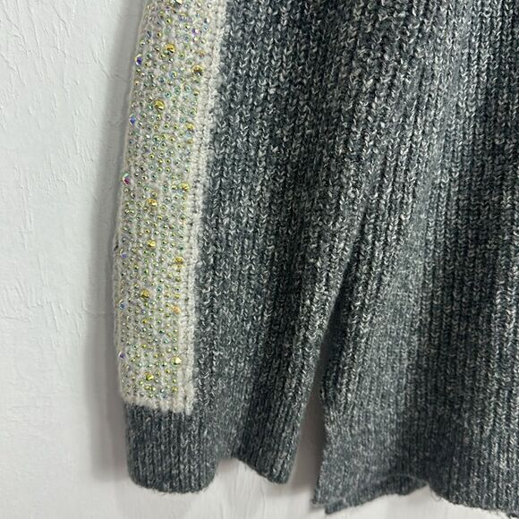 INC International Concepts Gray Cotton Blend Beaded Pullover Sweater Size M - Picture 3 of 10